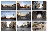PRAHA - v pondělí 16. 03. 2020 odpoledne. Poslední fotografie vpravo dole je z Hradce Králové.