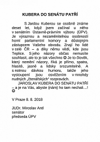 Tady je to moje "doporučení" jako součást Jardovy předvolební kampaně v roce 2018. Požádal mne o "to" bez ohledu na ODS či ČSSD - a byl z textu nadšen :-)